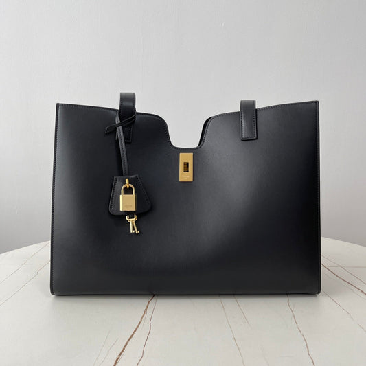 Black Leather Cabas 16 Tote Bag - Level 5