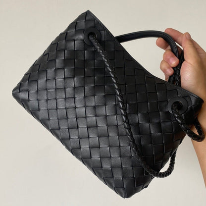 Small Andiamo Tote Black Woven Leather BTV - Level 5