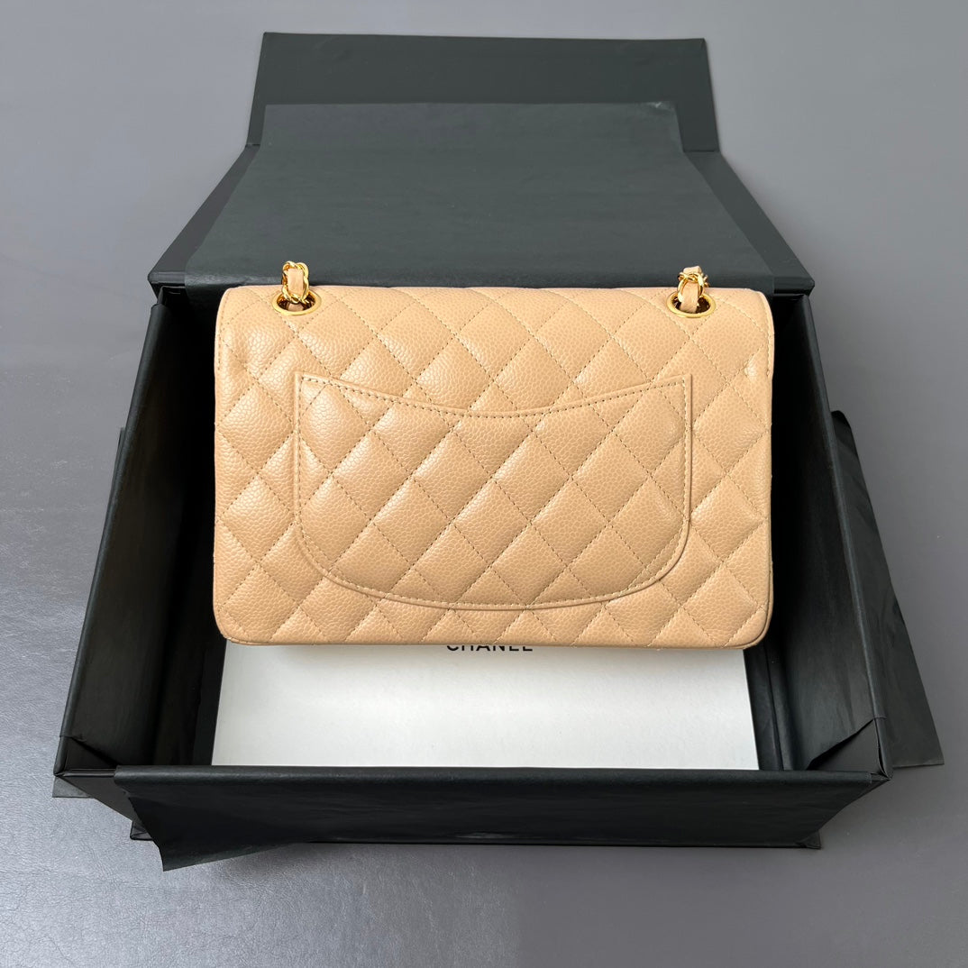 Beige Caviar Leather Small Flap Bag CNL - Level X