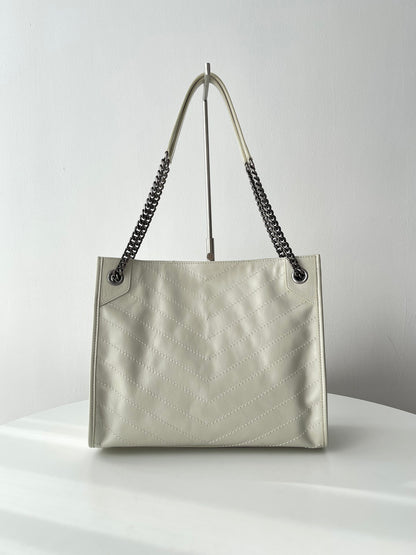 White Leather Niki Tote Bag - Level 5