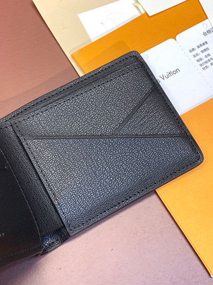 Black Ostrich Leather Men's Multiple Wallet LOU - Level 5