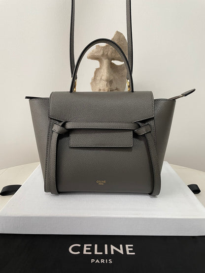 Grey Leather Nano Belt Bag - Level 5