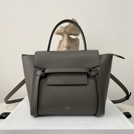 Grey Leather Nano Belt Bag - Level 5