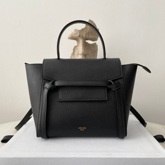 Black Leather Nano Belt Bag - Level 5