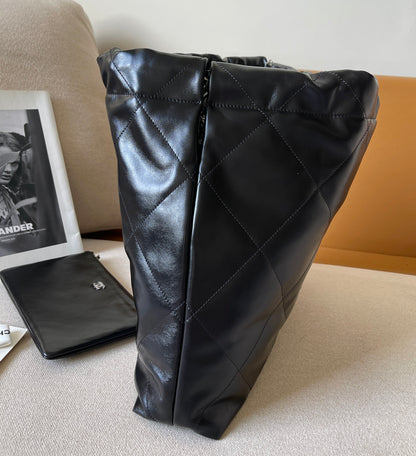 22 Bag Small Silver & Black Lambskin Leather - Level 5