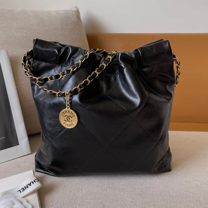 22 Bag Small Gold & Black Lambskin Leather - Level 5