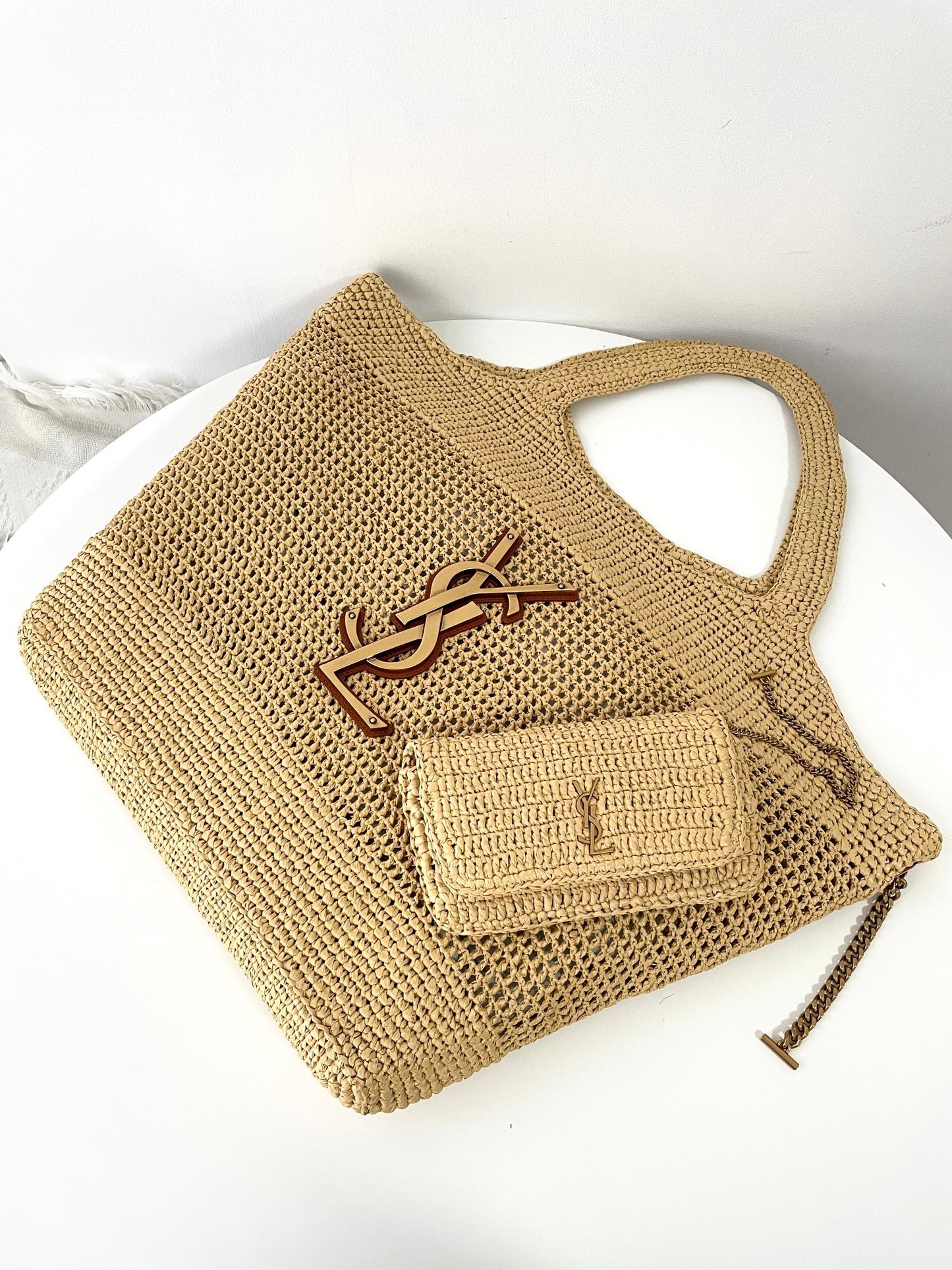 Tan Raffia Icare Tote Bag - Level 5