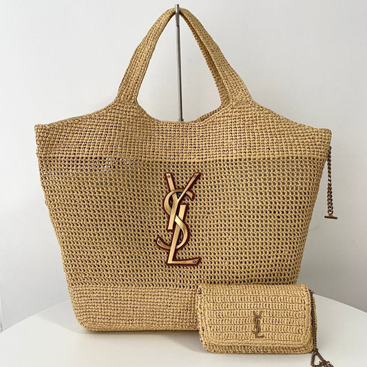 Tan Raffia Icare Tote Bag - Level 5