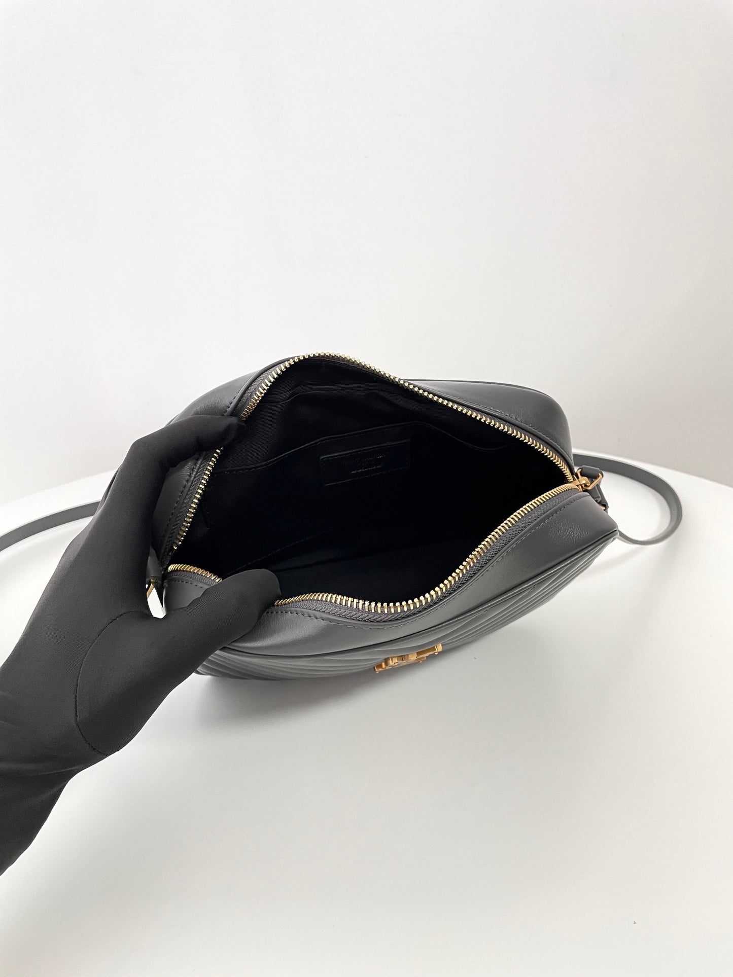 Dark Grey Leather Lou Camera Bag - Level 5