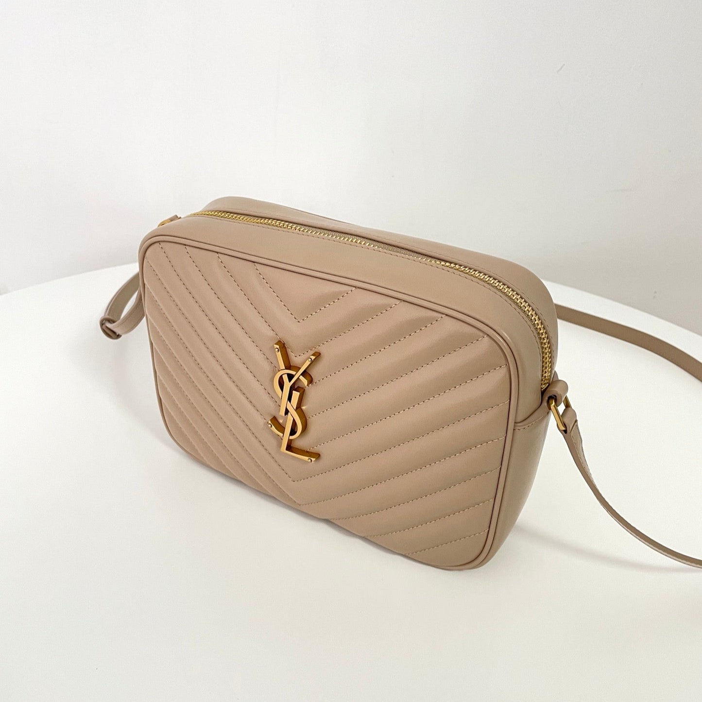 Beige Leather Lou Camera Bag - Level 5