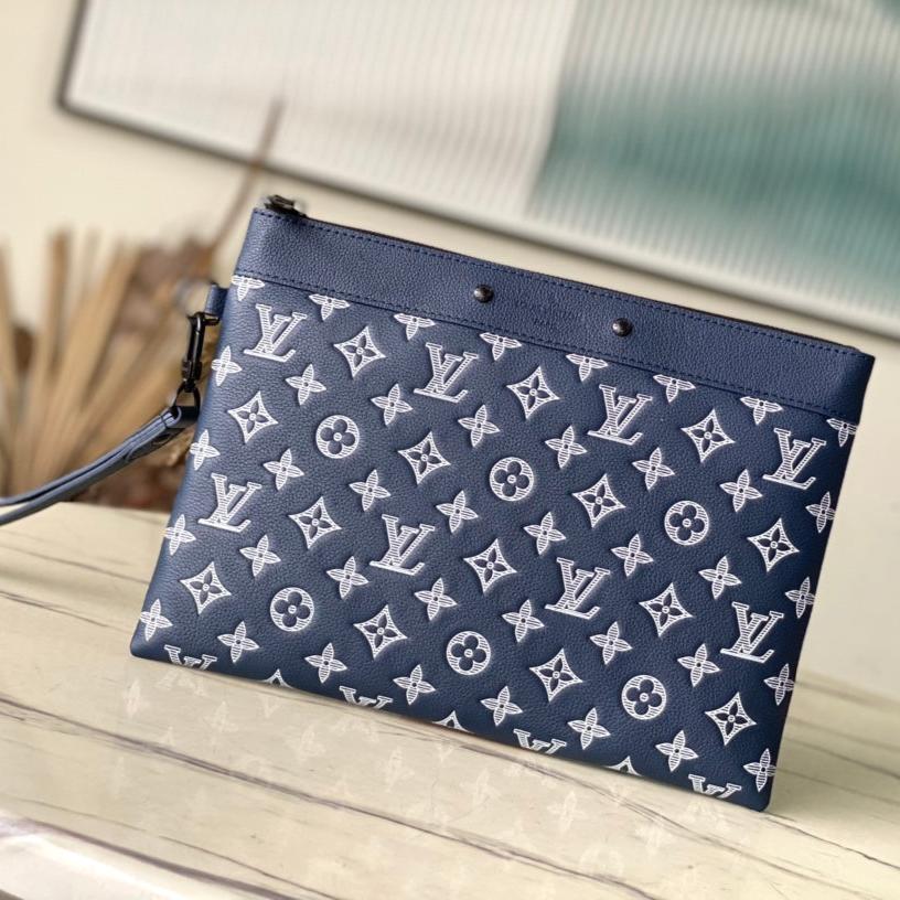 Pochette To-Go Men's Navy Blue & White Leather - Level 4