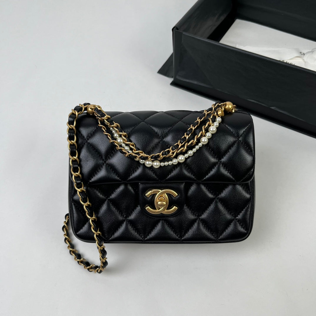 Pearl Quilted Lambskin Mini Flap Bag CNL - Level X