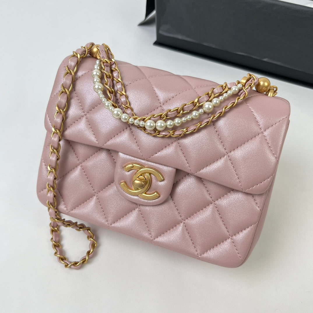 Pearl Quilted Lambskin Mini Flap Bag CNL - Level X