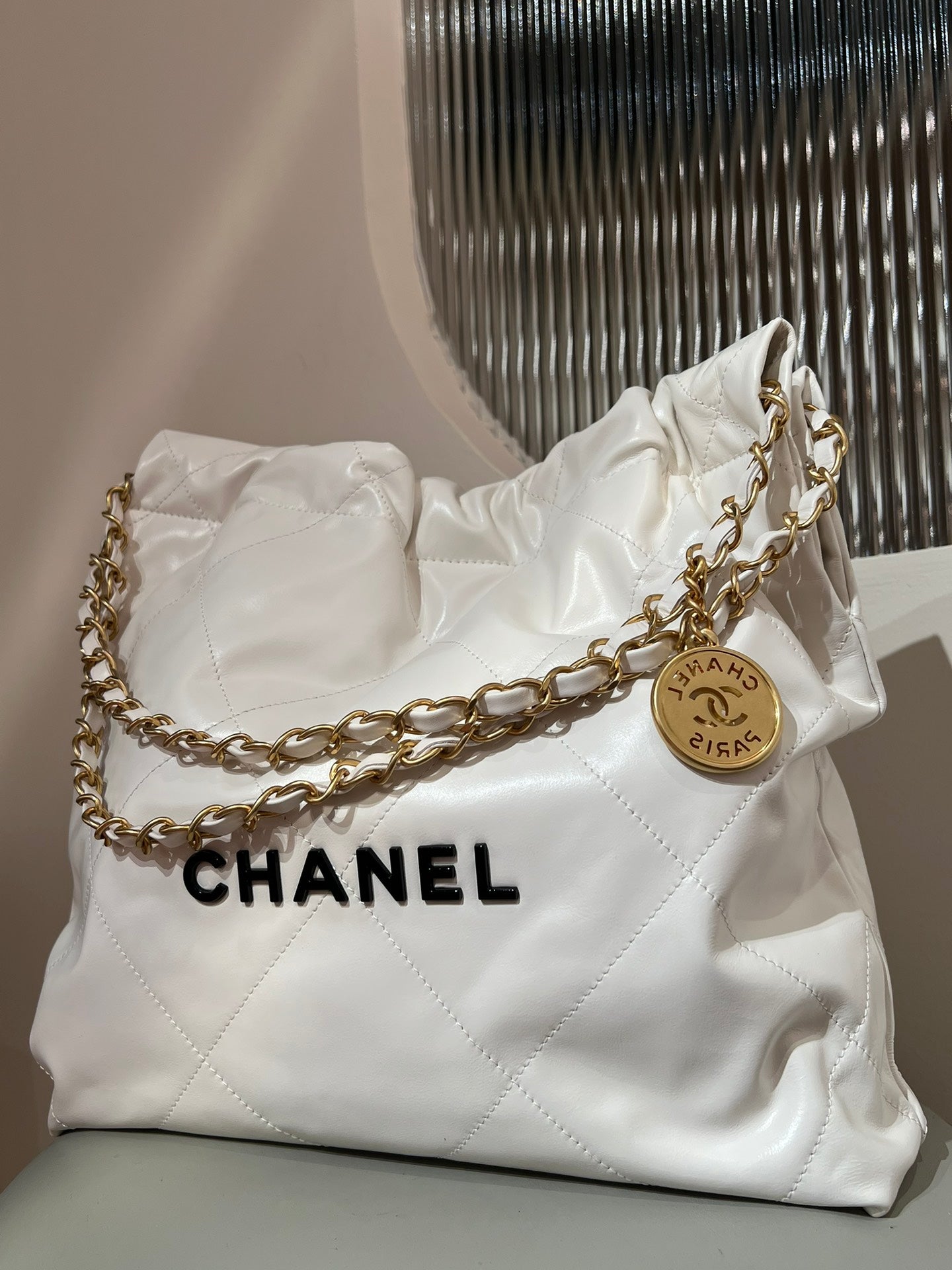 22 Bag Small White Lambskin Leather - Level X