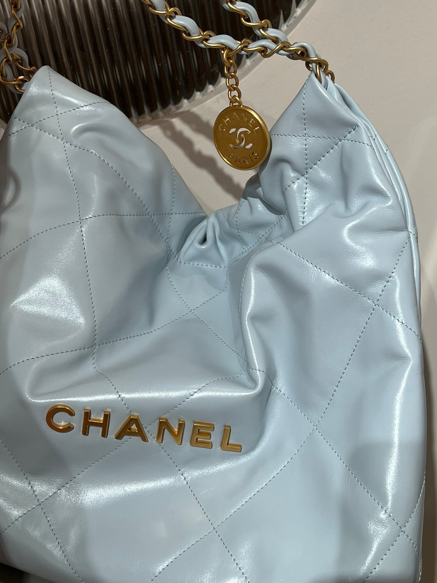 22 Bag Small Light Blue Lambskin Leather - Level X