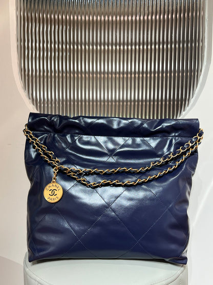 22 Bag Small Navy Blue Lambskin Leather - Level X