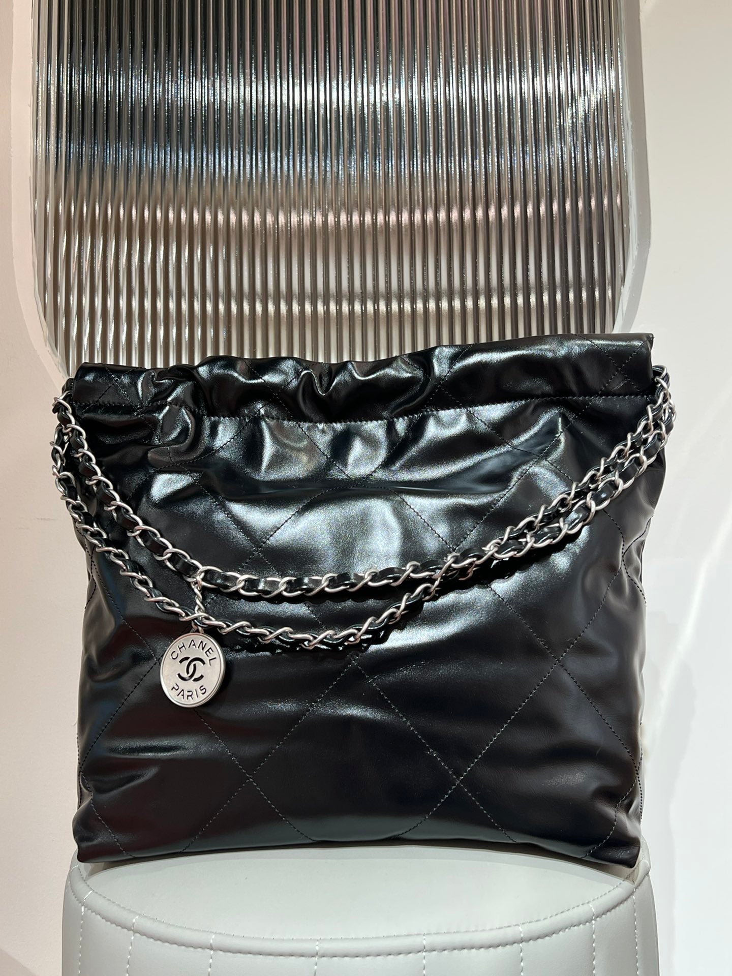 22 Bag Small Silver & Black Lambskin Leather - Level X
