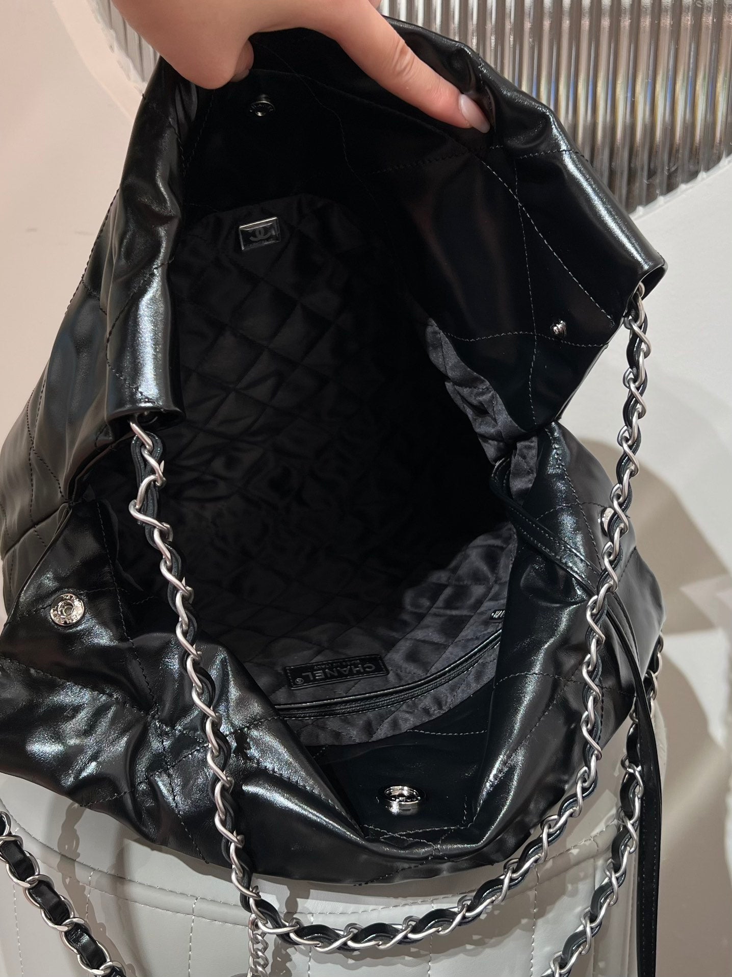 22 Bag Small Silver & Black Lambskin Leather - Level X