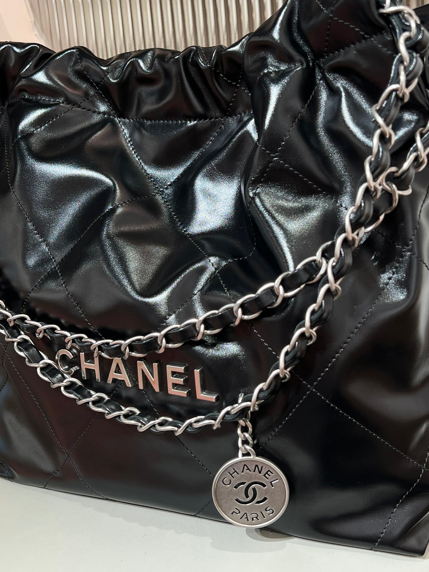 22 Bag Small Silver & Black Lambskin Leather - Level X