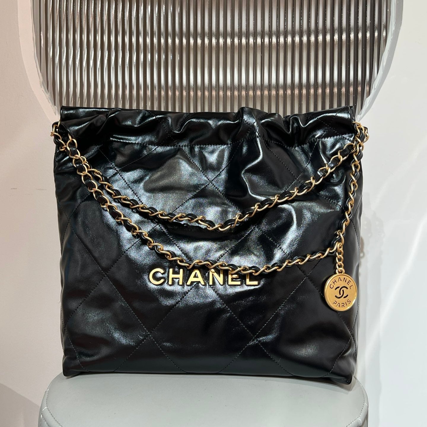 22 Bag Small Gold & Black Lambskin Leather - Level X