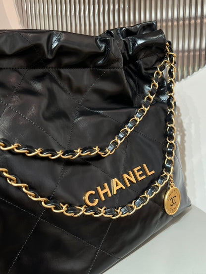 22 Bag Small Gold & Black Lambskin Leather - Level X