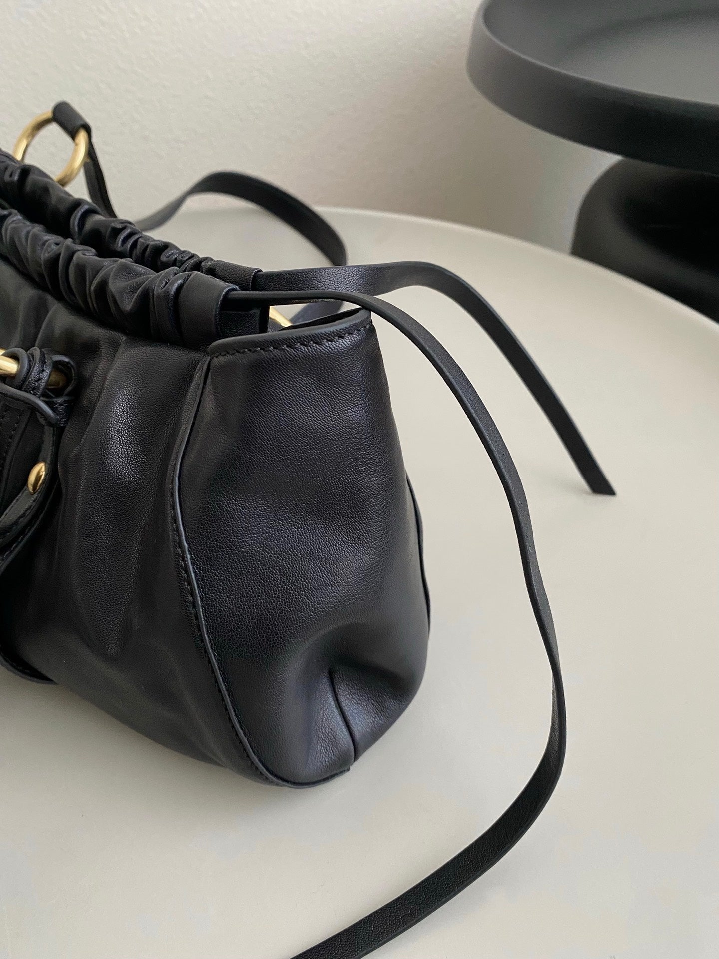 Black Joie Nappa Leather Bag MIU - Level 5