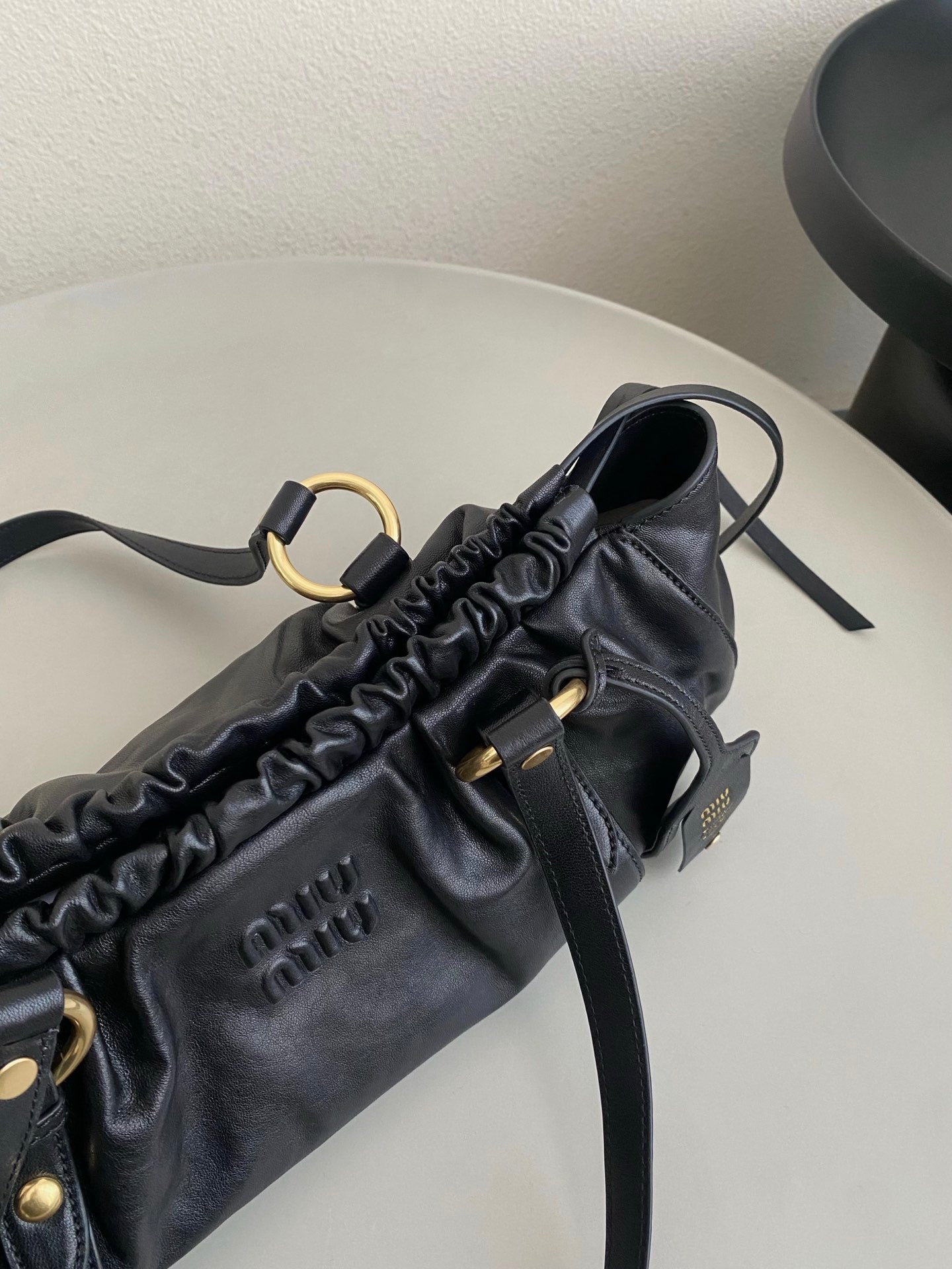 Black Joie Nappa Leather Bag MIU - Level 5