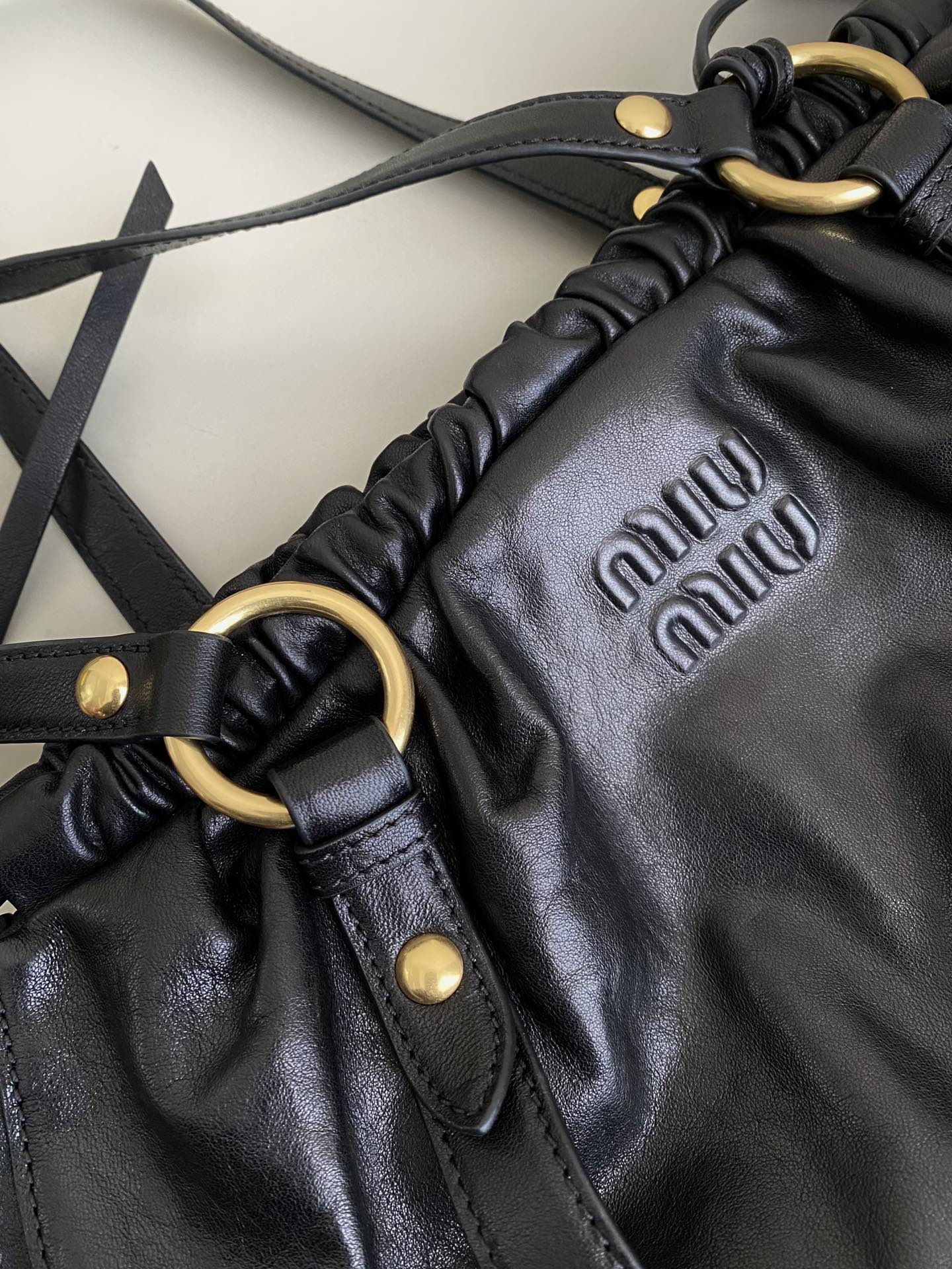 Black Joie Nappa Leather Bag MIU - Level 5