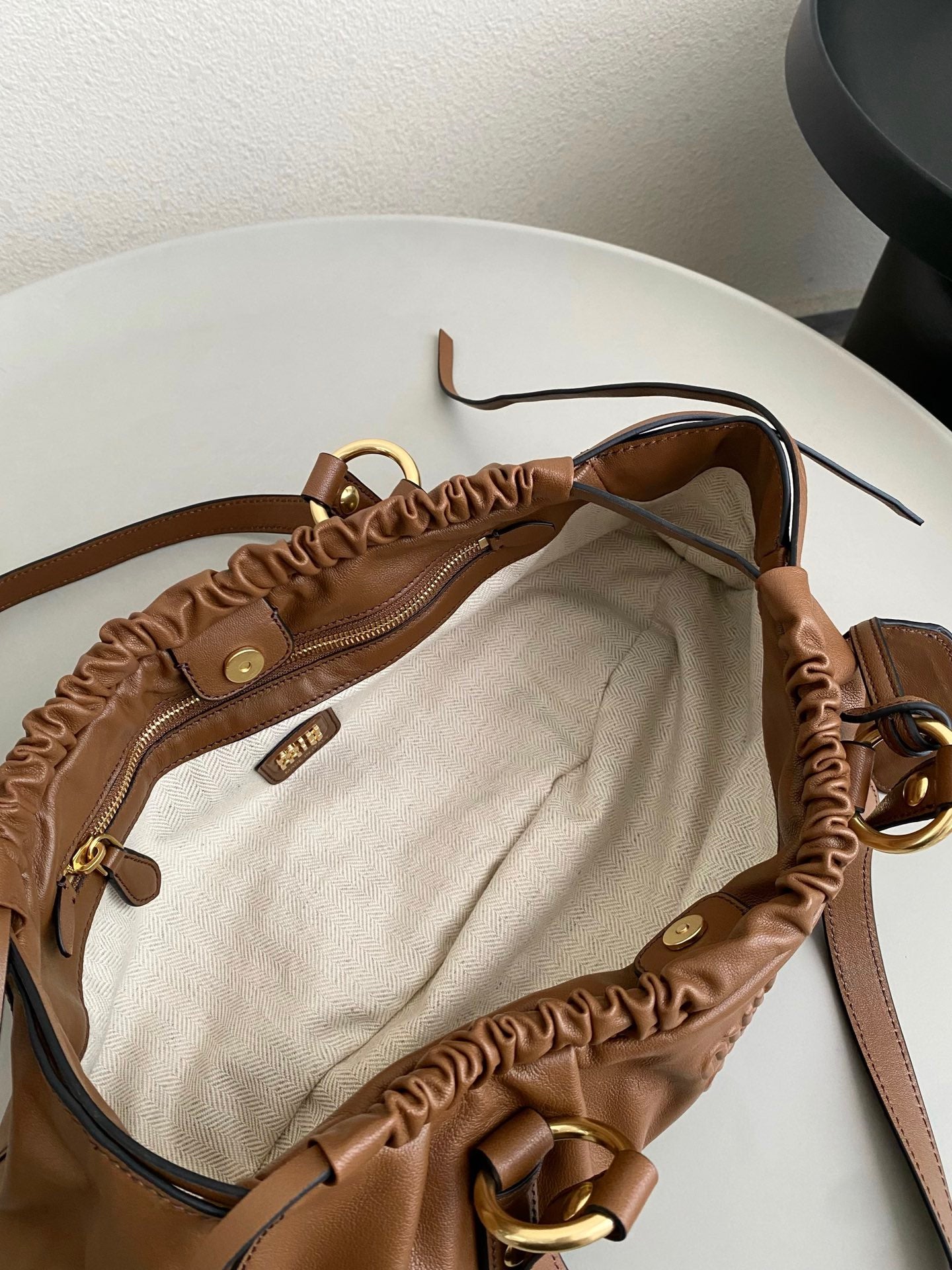 Brown Joie Nappa Leather Bag MIU - Level 5