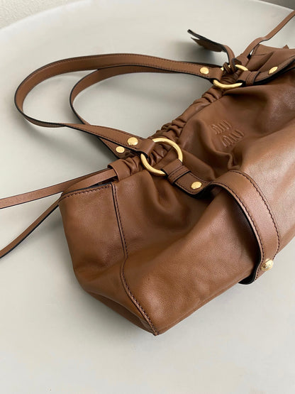 Brown Joie Nappa Leather Bag MIU - Level 5