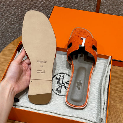 Orange Ostrich Oran Sandals - Level X