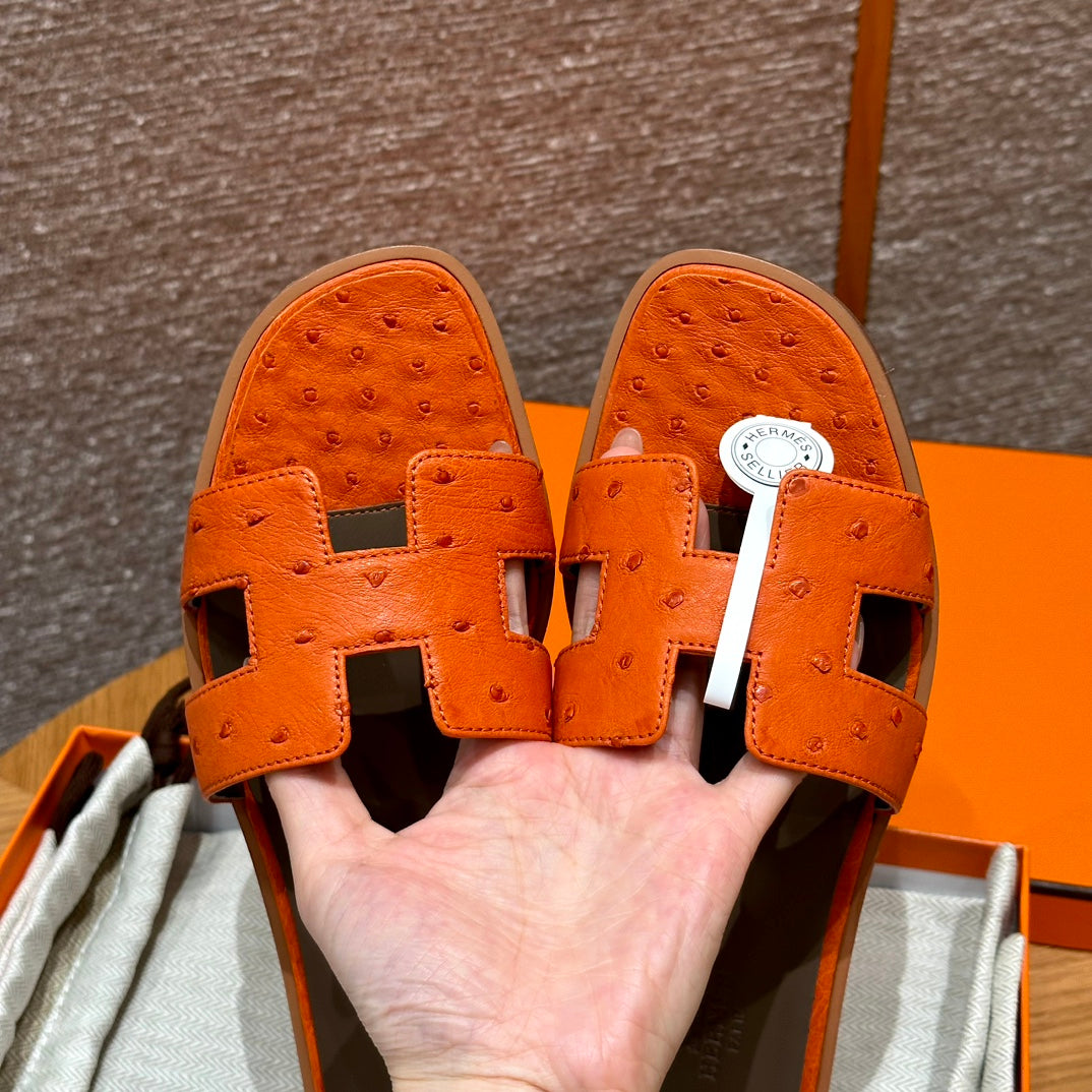 Orange Ostrich Oran Sandals - Level X
