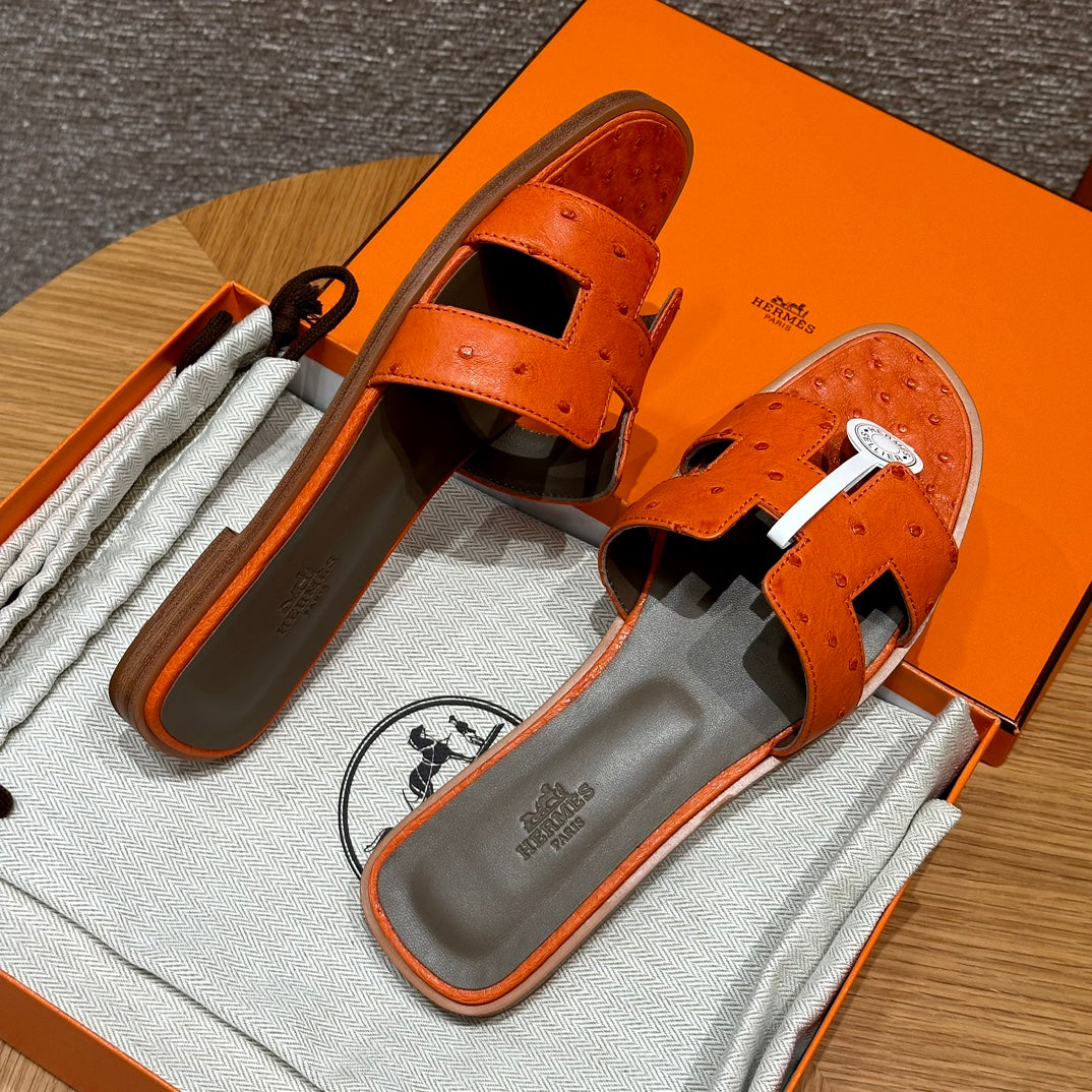 Orange Ostrich Oran Sandals - Level X