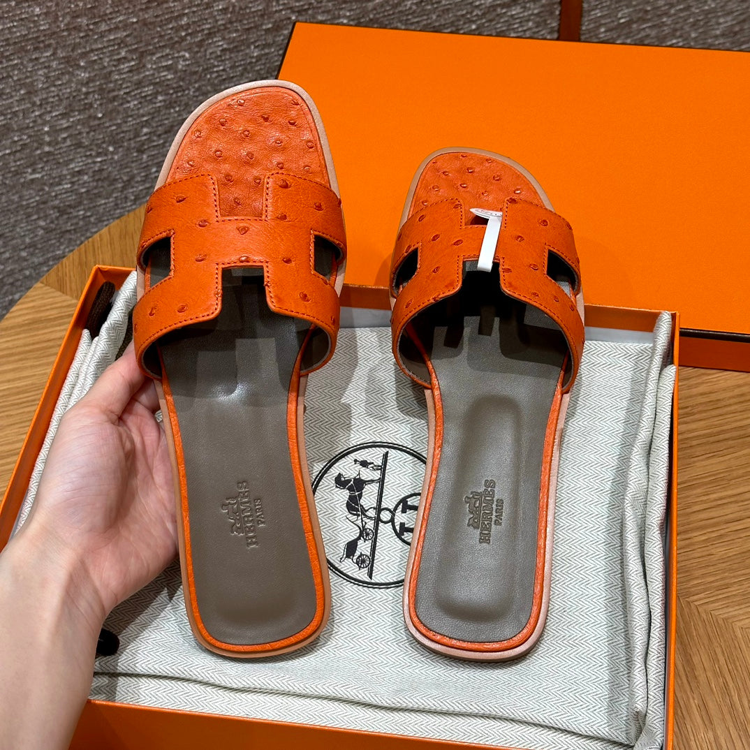 Orange Ostrich Oran Sandals - Level X