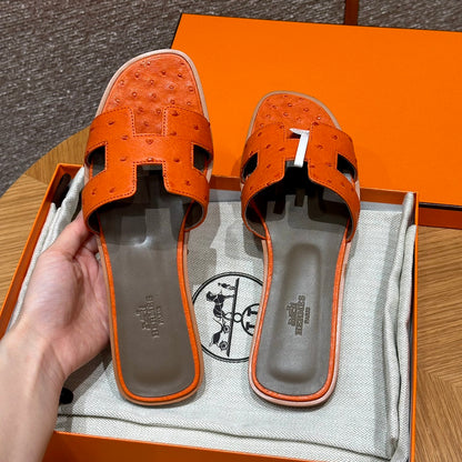 Orange Ostrich Oran Sandals - Level X