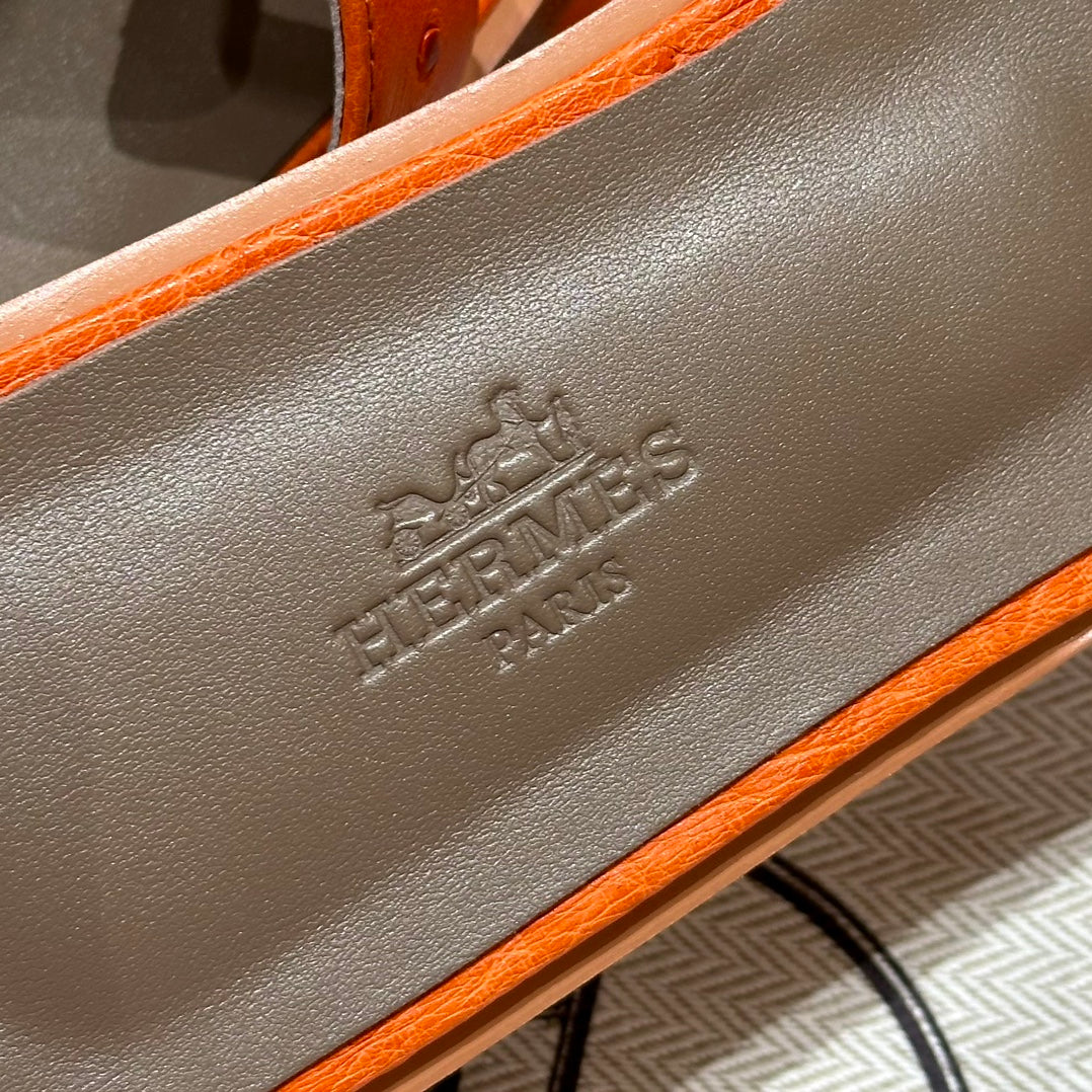 Orange Ostrich Oran Sandals - Level X