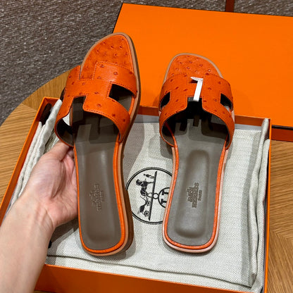 Orange Ostrich Oran Sandals - Level X