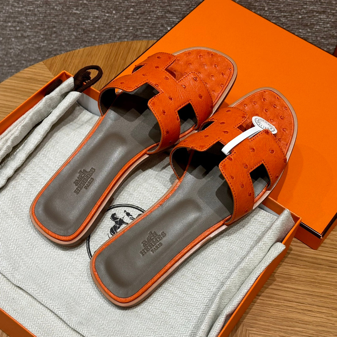 Orange Ostrich Oran Sandals - Level X