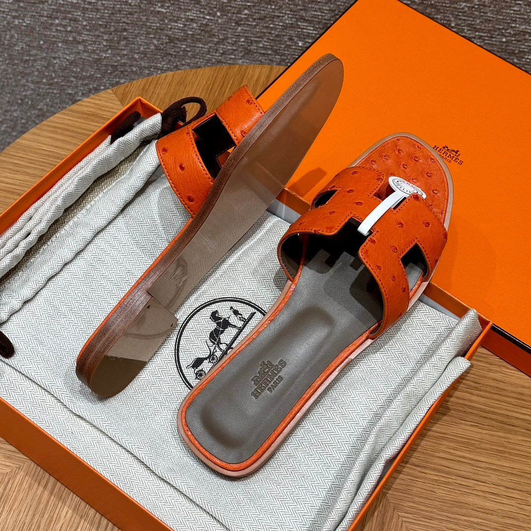 Orange Ostrich Oran Sandals - Level X