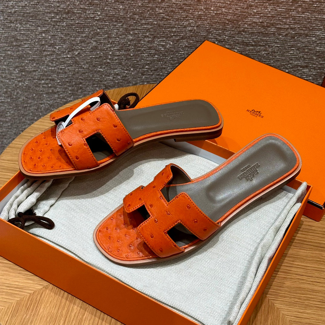 Orange Ostrich Oran Sandals - Level X