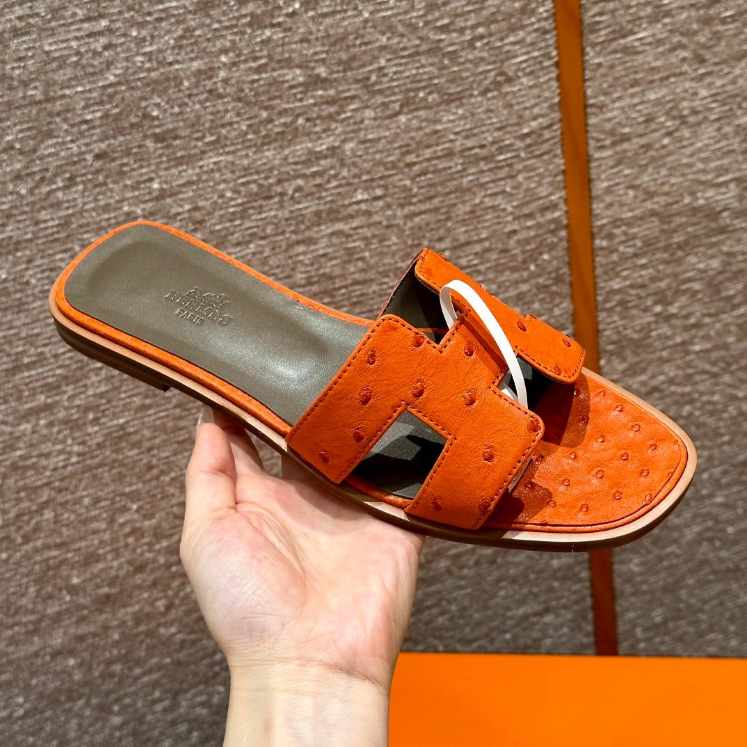 Orange Ostrich Oran Sandals - Level X