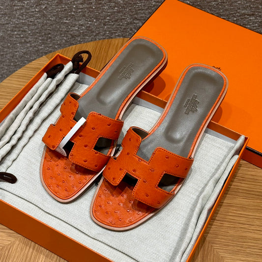 Orange Ostrich Oran Sandals - Level X