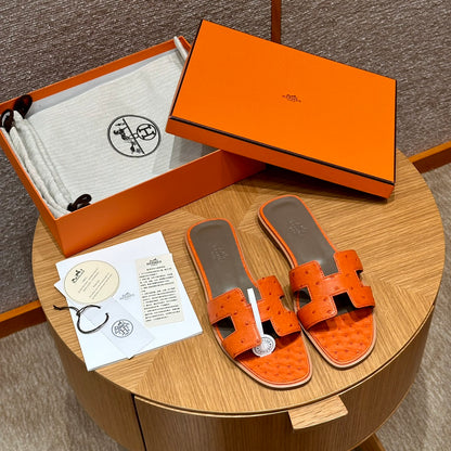 Orange Ostrich Oran Sandals - Level X