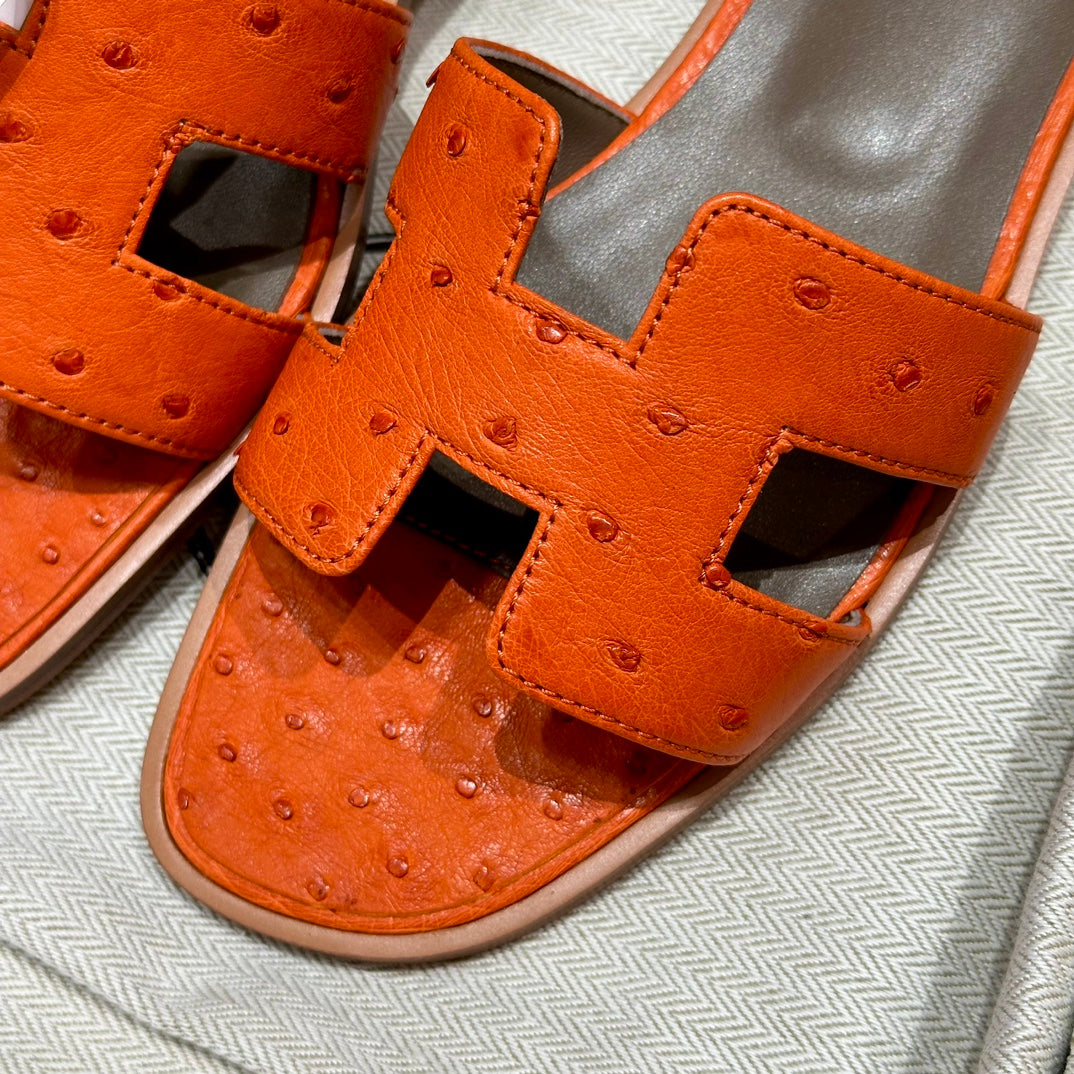 Orange Ostrich Oran Sandals - Level X