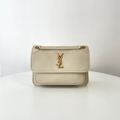 Cream White Leather Niki Shoulder Bag - Level 5