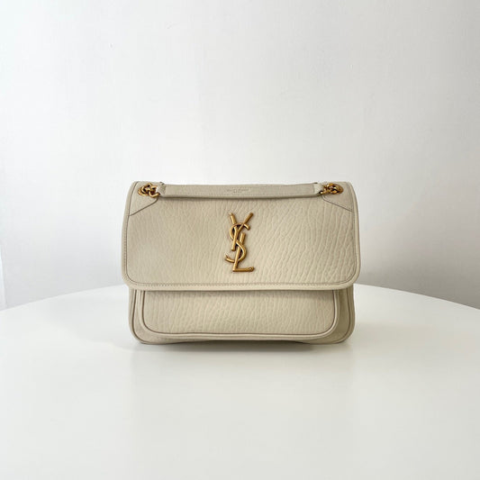 Cream White Leather Niki Shoulder Bag - Level 5