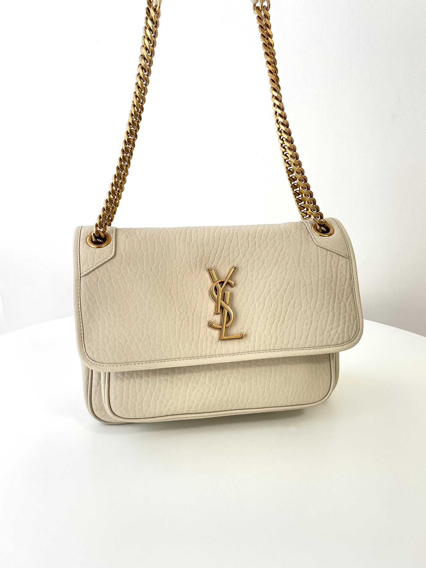 Cream White Leather Niki Shoulder Bag - Level 5