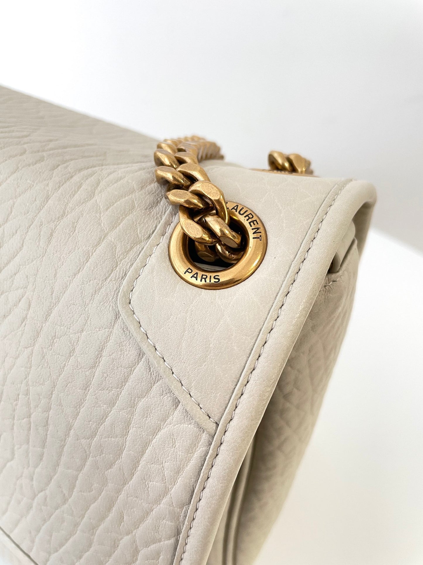 Cream White Leather Niki Shoulder Bag - Level 5