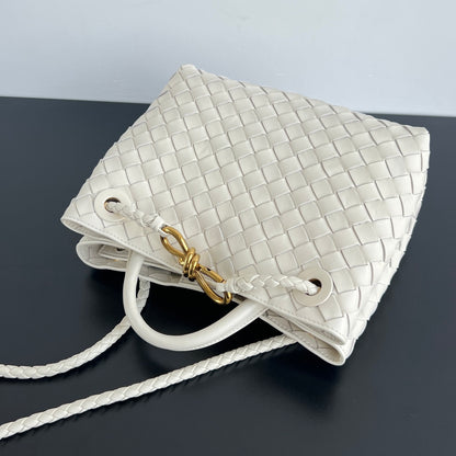 Small Andiamo Tote White Woven Leather BTV - Level 5