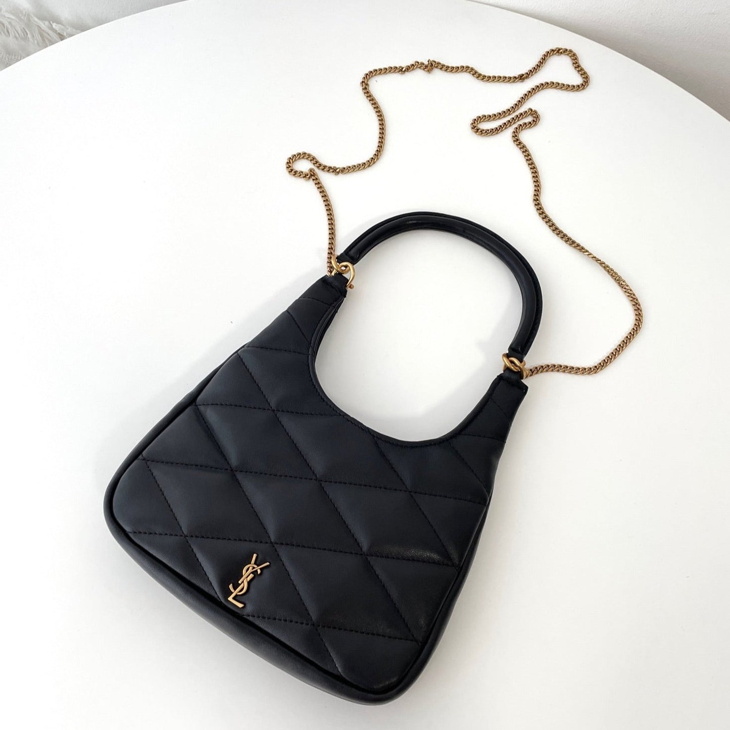 Black Leather Sade Hobo Chain Bag YLS - Level 5